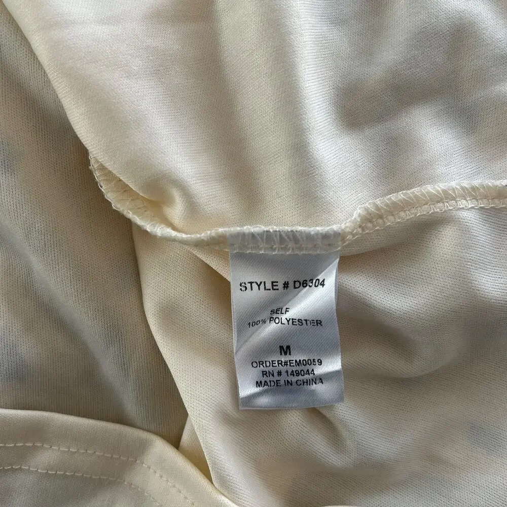 French Kiss Cream Floral Mini Dress Puff Sleeve Tie Front Size M - Picture 6 of 8